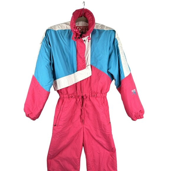 1980s - 90s Roffe Women’s Size 8 Ski Suit One Piece Snowsuit Full Zip Pink VTG - Picture 5 of 16